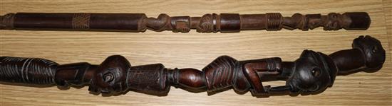Two tribal staffs